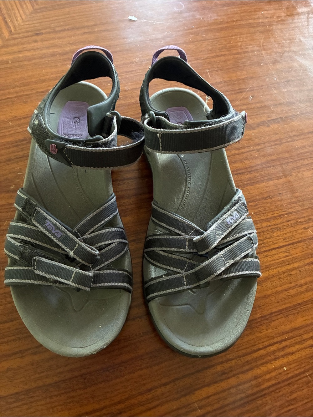 Teva Women's Olive Green and Purple Strappy Sport Sandals